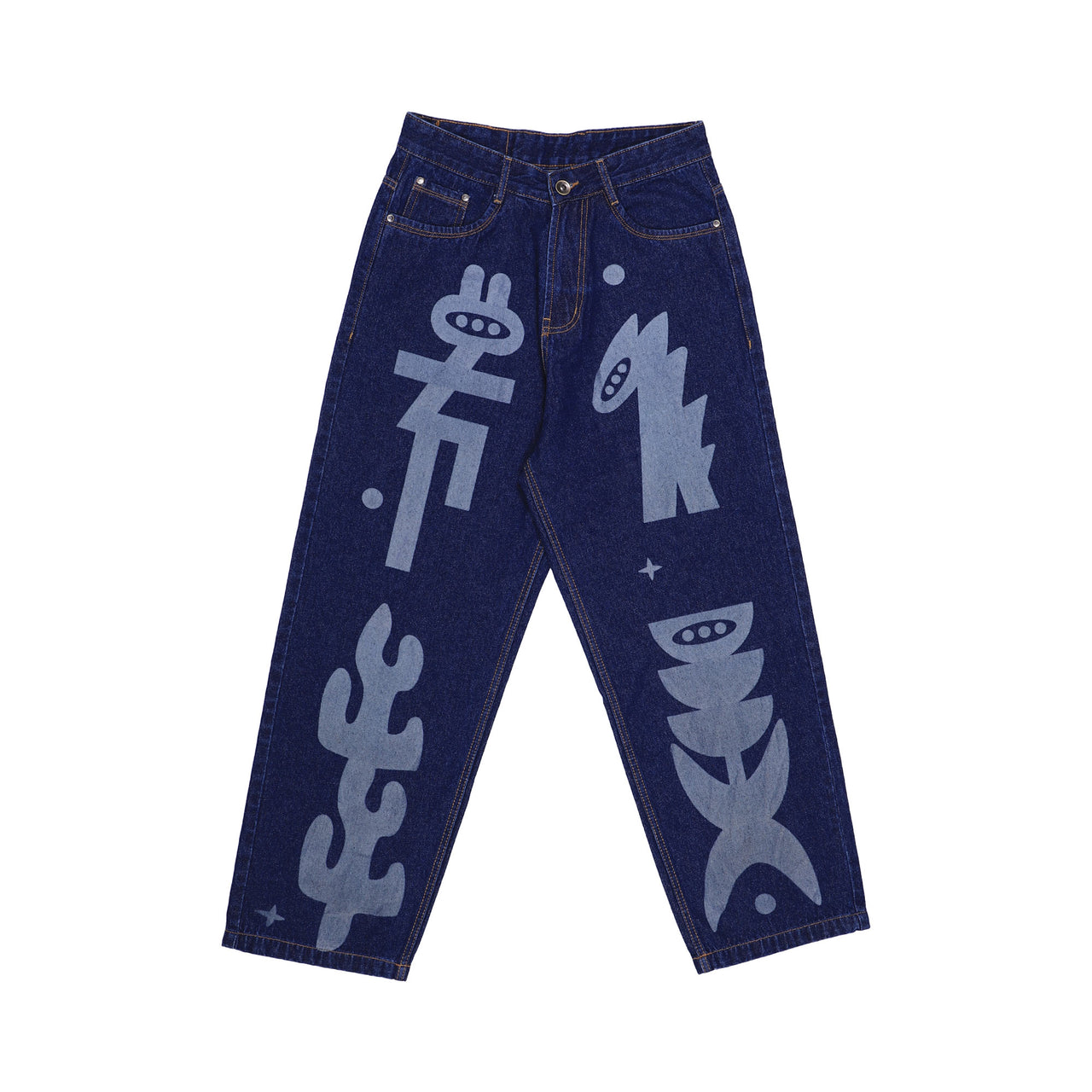 Ozo 'Sage' denim pants, front view on a white background