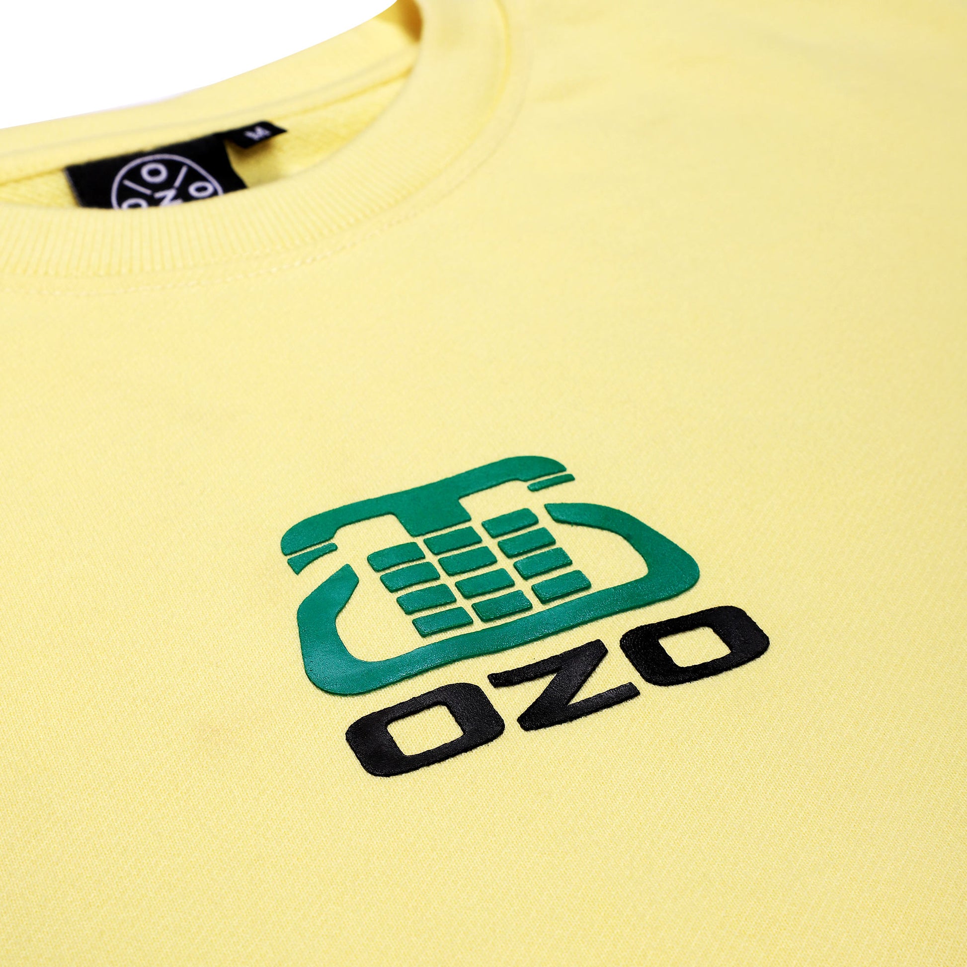Close-up details of Ozo standard ISD PCO sweatshirt, front design