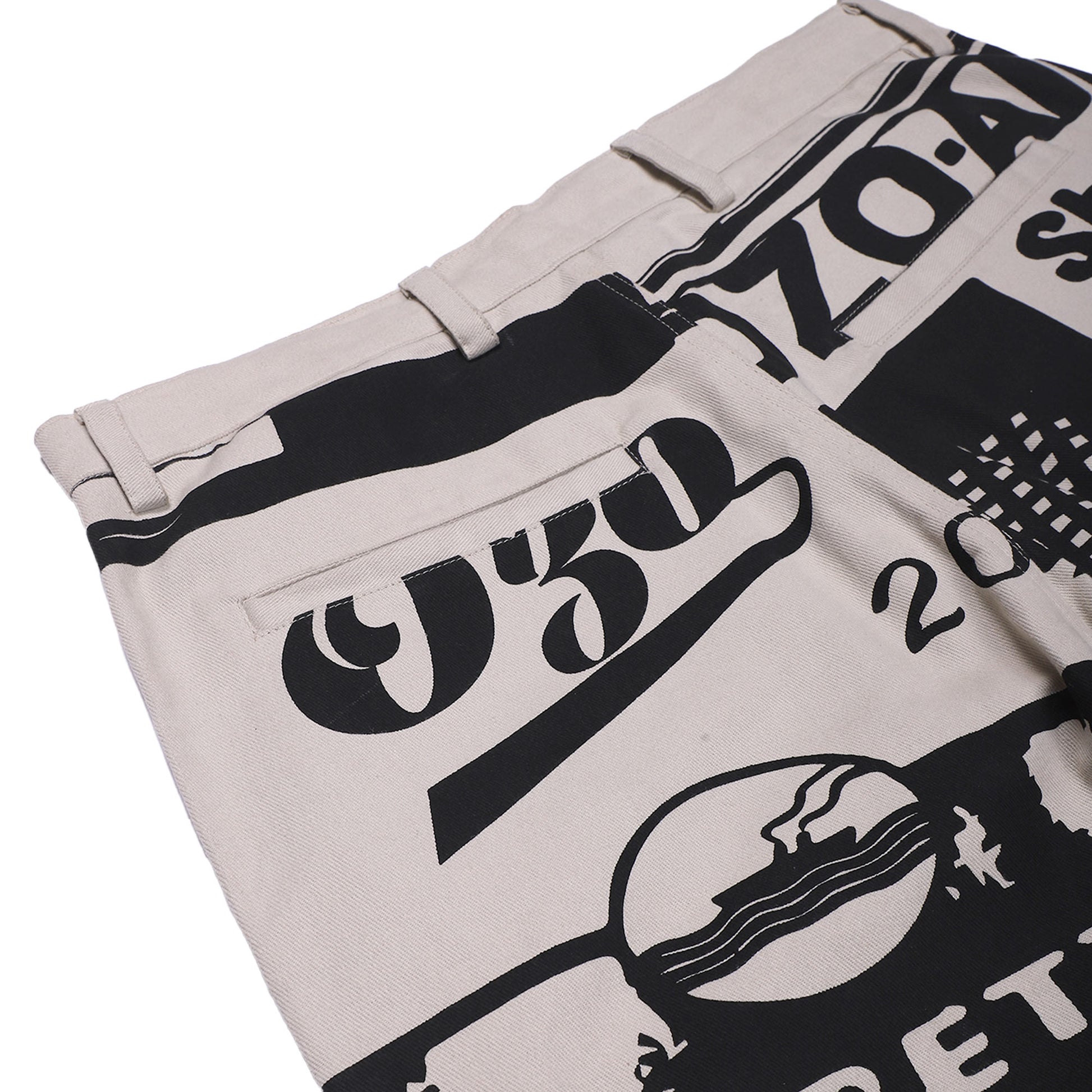 Close-up details of Ozo packaged pants, back design