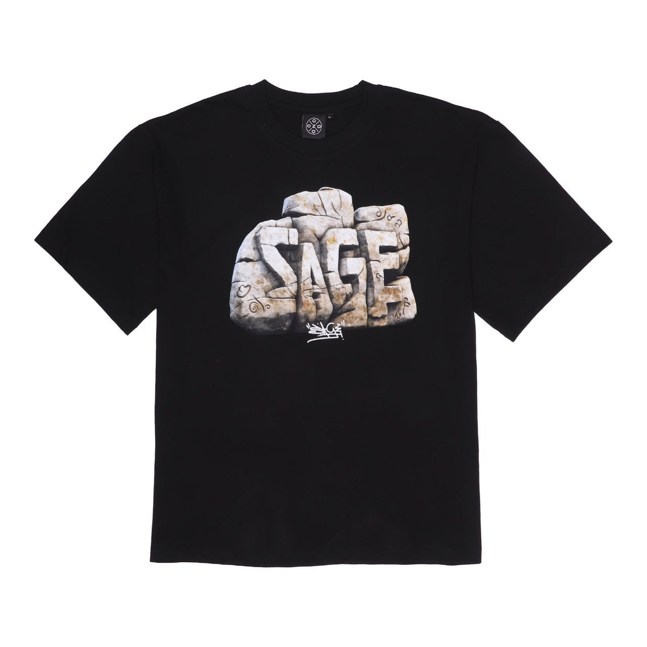 Ozo 'Sage Graffiti' t-shirt, front view on a white background
